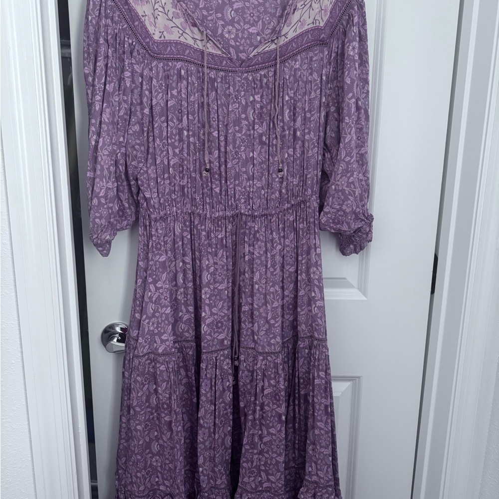 Boho Tiered Mini Dress in Lavender Purple